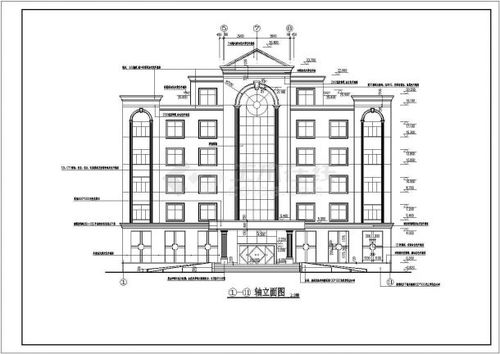 某地区6层欧式办公楼建筑设计施工图